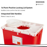 McKesson Prevent Sharps Container Red Base 24-3/5 H X 17-3/10 W X 13 L Inch Vertical Entry 18 Gallon, 2268, Pack of 1