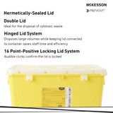 McKesson Prevent Chemotherapy Waste Container Yellow Base 13-1/2 H X 17-3/10 W X 13 L Inch Vertical Entry 8 Gallon, 2258, Pack of 1
