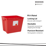 McKesson Prevent Sharps Container Red Base 13-1/2 H X 17-3/10 W X 13 L Inch Vertical Entry 8 Gallon, 2266, Case of 9