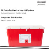 McKesson Prevent Sharps Container Red Base 13-1/2 H X 17-3/10 W X 13 L Inch Vertical Entry 8 Gallon, 2266, Pack of 1
