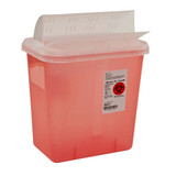 SharpSafety Sharps Container Translucent Red Base 10 H X 10-1/2 W X 7-1/4 D Inch Horizontal Entry 2 Gallon, 89671, Case of 20
