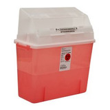 GatorGuard In-Room Sharps Container Translucent Red Base 8-3/4 H X 12-1/4 W X 12-1/4 D Inch Horizontal Entry 2 Gallon, 31323333, Pack of 1