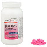 Geri-Care Allergy Relief, Diphenydramine HCL 25 mg Strength, 1,000 Tablets per Bottle, Bottle of 1