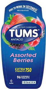 Antacid Tums Extra Strength 750 750 mg Strength Chewable Tablet 96 per Bottle 1488063 BT/96 1488063 US PHARMACEUTICAL DIVISION/MCK 866201_BT