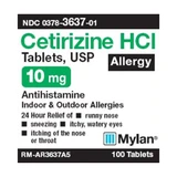 Mylan Allergy Relief, Cetirizine HCl 10 mg Strength, 100 Tablets per Bottle, Bottle of 1