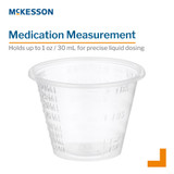 McKesson Medicine Cup 1 oz. Clear Plastic Disposable NonSterile, 16-9505, Sleeve of 100