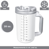 Whirley-DrinkWorks! 20 oz. Plastic Insulated Drinking Mug Clear Cup / Granite Lid Reusable, TM-20, Pack of 1