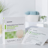 McKesson 5-Layer Foam Dressing 7 X 7 Inch With Border Film Backing Silicone Gel Adhesive Sacral Sterile, 4845, Box of 10