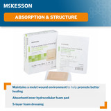McKesson 5-Layer Foam Dressing 3 X 3 Inch With Border Film Backing Silicone Gel Adhesive Square Sterile, 4842, Pack of 1