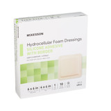 McKesson 5-Layer Foam Dressing 6 X 6 Inch With Border Film Backing Silicone Gel Adhesive Square Sterile, 4844, Pack of 1