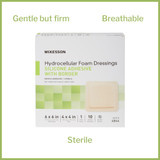 McKesson 5-Layer Foam Dressing 6 X 6 Inch With Border Film Backing Silicone Gel Adhesive Square Sterile, 4844, Pack of 1