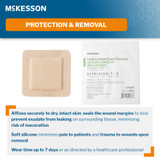 McKesson 5-Layer Foam Dressing 6 X 6 Inch With Border Film Backing Silicone Gel Adhesive Square Sterile, 4844, Pack of 1