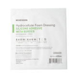 McKesson 5-Layer Foam Dressing 6 X 6 Inch With Border Film Backing Silicone Gel Adhesive Square Sterile, 4844, Pack of 1