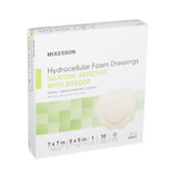 McKesson 5-Layer Foam Dressing 7 X 7 Inch With Border Film Backing Silicone Gel Adhesive Sacral Sterile, 4845, Pack of 1