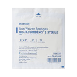 McKesson Nonwoven Sponge 4 X 4 Inch 4-Ply Sterile 2 per Pack, 16-42444, Box of 25