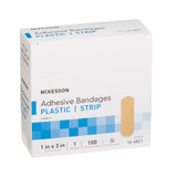 McKesson Adhesive Strip Plastic Tan 1 X 3 Inch Sterile, 16-4821, Case of 2400