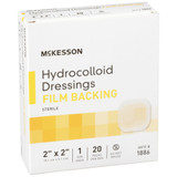 McKesson Hydrocolloid Dressing Waterproof Film Backing 2 X 2 Inch Square Hydrocolloid / Film, 1886, Pack of 1