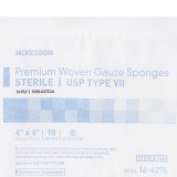 USP Type VII Gauze Sponge McKesson Cotton Gauze 16-Ply 4 X 4 Inch Square Sterile 16-4276 Pack/10 16-4276 MCK BRAND 474706_TR