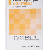 Gauze Sponge McKesson Cotton Gauze 12-Ply 3 X 3 Inch Square NonSterile 33122000 Case/4000 33122000 MCK BRAND 373776_CS