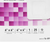 Composite Dressing McKesson 6 x 6 Inch Square Sterile Water Resistant Film Backing 16-89166 Case of 100 16-89166 McKesson 488921_CS