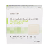 McKesson 5-Layer Foam Dressing 4 X 4 Inch With Border Film Backing Silicone Gel Adhesive Square Sterile, 4843, Case of 200