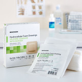 McKesson 5-Layer Foam Dressing 3 X 3 Inch With Border Film Backing Silicone Gel Adhesive Square Sterile, 4842, Case of 200