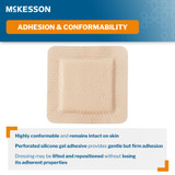 McKesson 5-Layer Foam Dressing 3 X 3 Inch With Border Film Backing Silicone Gel Adhesive Square Sterile, 4842, Case of 200