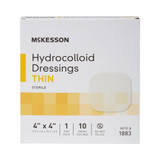 McKesson Thin Hydrocolloid Dressing Film Backing 4 X 4 Inch Square Hydrocolloid / Film, 1883, Case of 200