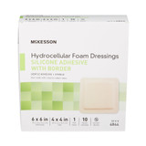 McKesson 5-Layer Foam Dressing 6 X 6 Inch With Border Film Backing Silicone Gel Adhesive Square Sterile, 4844, Case of 200