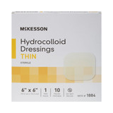 McKesson Thin Hydrocolloid Dressing Film Backing 6 X 6 Inch Square Hydrocolloid / Film, 1884, Case of 200