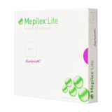 Mepilex Lite Thin Foam Dressing 6 X 6 Inch Without Border Film Backing Silicone Adhesive Square Sterile, 284390, Box of 5