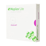Mepilex Lite Thin Foam Dressing 4 X 4 Inch Without Border Film Backing Silicone Adhesive Square Sterile, 284190, Case of 50