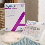 Aquacel Foam Dressing 5-1/2 X 8 Inch With Border Waterproof Film Backing Silicone Adhesive Heel Sterile, 420625, Box of 5
