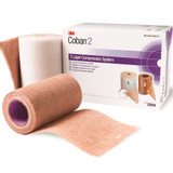 3M Coban 2 2-Layer Compression Bandage System, 2.9 yd x 4'' / 4'' x 5.1 yd, Self-Adherent with Pull On Closure, NonSterile, Box of 1