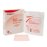 PolyMem Foam Dressing 4 X 4 Inch Without Border Film Backing Nonadhesive Square Sterile, 5044, Box of 15