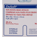 DuSoft Drain Sponge 4 X 4 Inch 6-Ply Sterile 2 per Pack, 84916, Pack of 1