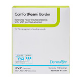 ComfortFoam Border Foam Dressing 3 X 3 Inch With Border Waterproof Backing Silicone Adhesive Square Sterile, 43330, Box of 10