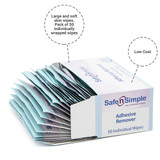 Safe n Simple Adhesive Remover Wipe 50 per Box Alcohol Based, SNS00650, Box of 50