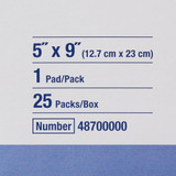 Sorbalux ABD Abdominal Pad 5 X 9 Inch 1-Ply Sterile 1 per Pouch, 48700000, Box of 25