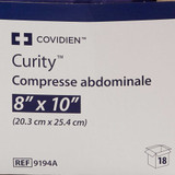 Abdominal Pad Curity NonWoven / Fluff /Wet Proof Barrier 8 X 10 Inch Rectangle Sterile 9194A Case/216 9194A KENDALL HEALTHCARE PROD INC. 566400_CS