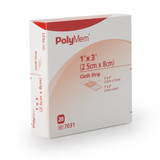 PolyMem Adhesive Strip Polyurethane / Film Pink / White 1 X 3 Inch Sterile, 7031, Pack of 1