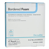 BorderedFoam Foam Dressing 4 Inch Diameter With Border Waterproof Backing Nonacrylic Adhesive Fenestrated Round Sterile, 00288E, Box of 10