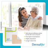 ComfortFoam Foam Dressing 8 X 8 Inch Without Border Film Backing Silicone Face Square Sterile, 44880, Box of 5