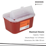 McKesson Sharps Container Red Base 5 H X 10 W X 7 D Inch Horizontal Entry 1 Gallon, 101-8703, Pack of 1
