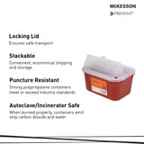 McKesson Sharps Container Red Base 5 H X 10 W X 7 D Inch Horizontal Entry 1 Gallon, 101-8703, Pack of 1
