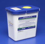 Pharmaceutical Waste Container PharmaSafety Nestable 10H X 10.5W X 7.25D Inch 2 Gallon White Base / Blue Lid Vertical Entry Hinged Lid 8820 Each/1 8820 KENDALL HEALTHCARE PROD INC. 419028_EA