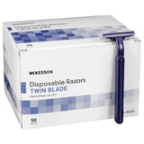 McKesson Personal Razor, Single Edge Twin Blade, NonSterile, Box of 50