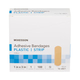 McKesson Adhesive Strip Plastic Tan 1 X 3 Inch Sterile, 16-4821, Box of 100