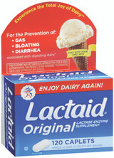 Dietary Supplement Lactaid Original Lactase Enzyme 3300 IU Strength Tablet Unflavored Bottle of 1