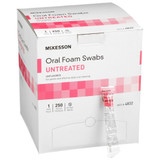 McKesson 5'' Oral Foam Swabs Untreated, Unflavored, Paper Shaft, Box of 250